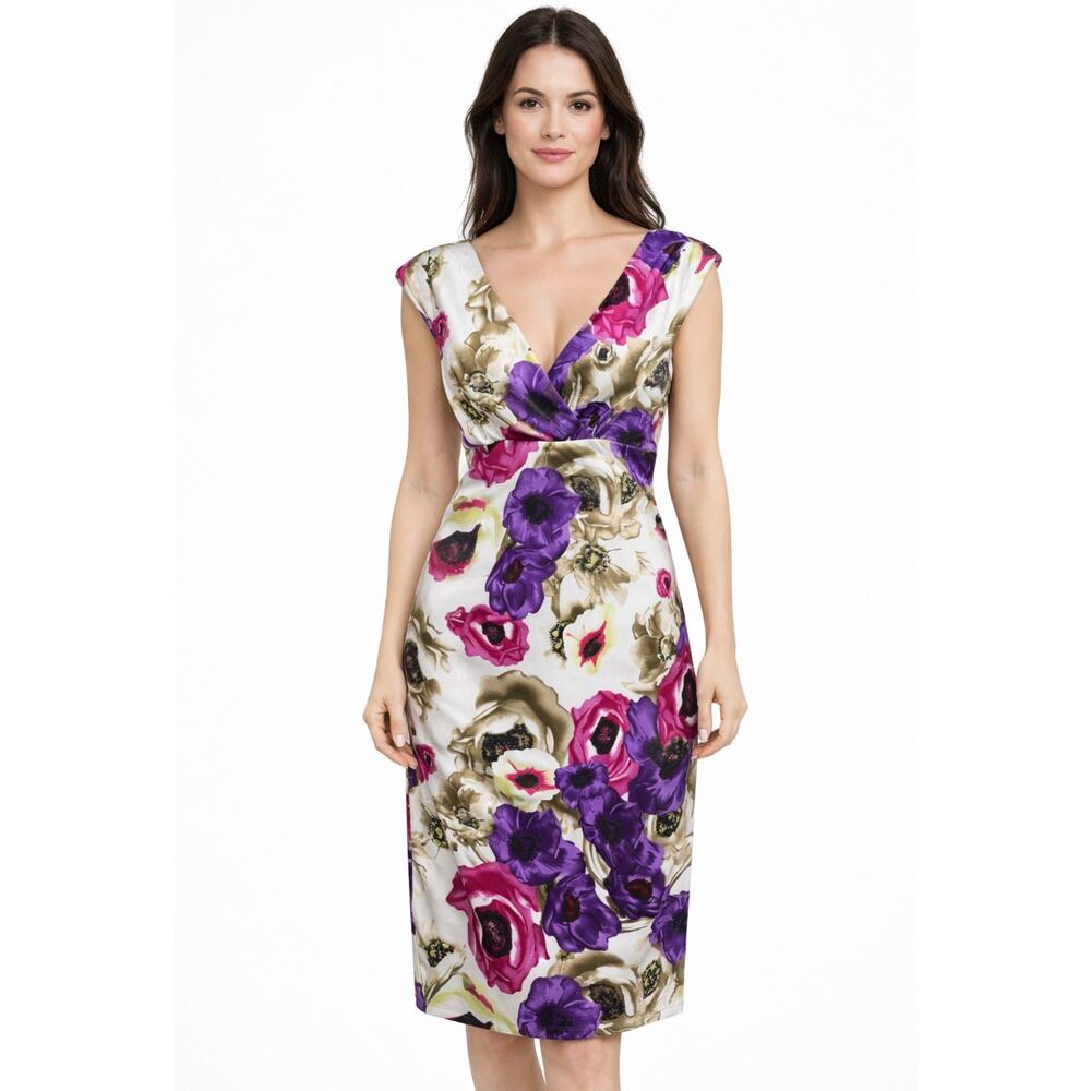Maggy London Floral Empire Waist Cocktail Dress Size 4